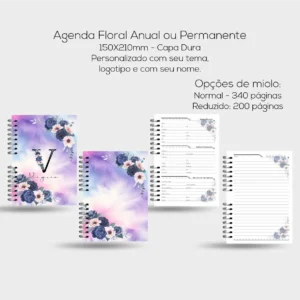 Agenda Floral Lilás - 2026 ou Permanente