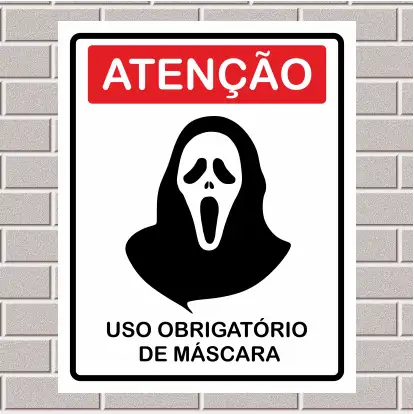 PLACA - Uso de máscara obrigatório 20X25