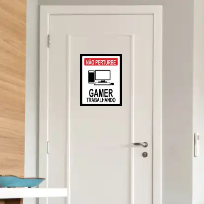 PLACA - PC Não perturbe, gamer trabalhando 20X25 - Imagem 2