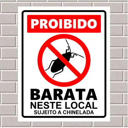 PLACA - Proibido barata neste local, sujeito a chinelada 20X25