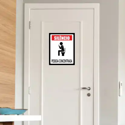 PLACA - Silêncio - Pessoa concentrada 20X25 - Imagem 2