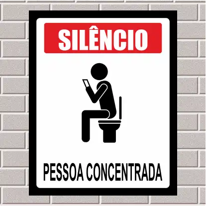 PLACA - Silêncio - Pessoa concentrada 20X25
